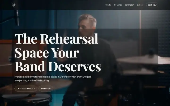 Unit 8 Studios website and booking system screenshot